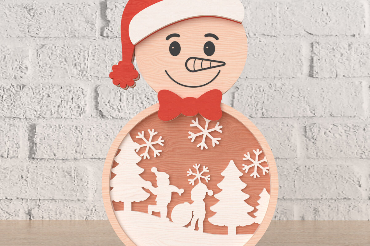 Σετ των 2 Intra απο ξύλο plywood 3mm-4mm πάχος – Αρχείο διακόσμησης σκηνής με καπέλο Άγιου Βασίλη Δίασταση  20x20 cm INTRAFABR-107818809