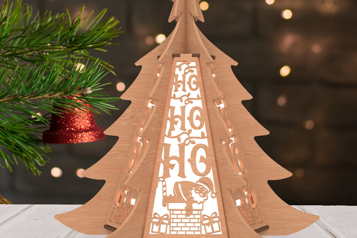 Σετ των 2 Intra απο ξύλο plywood 3mm-4mm πάχος – Χριστουγεννιάτικο φανάρι Santa in Chimney Δίασταση  20x20 cm INTRAFABR-108650674