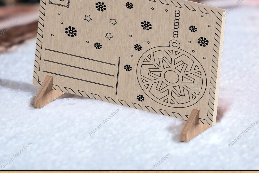 Σετ των 2 Intra απο ξύλο plywood 3mm-4mm πάχος – Σταθερός σφραγισμένος φάκελος Santa Letter Δίασταση  20x20 cm INTRAFABR-92299610