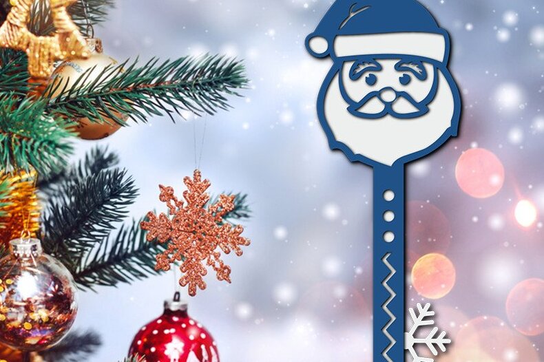 Σετ των 2 Intra απο ξύλο plywood 3mm-4mm πάχος – Αρχείο κοπής λέιζερ 3D Santa Magic Key Δίασταση  20x20 cm INTRAFABR-39182502