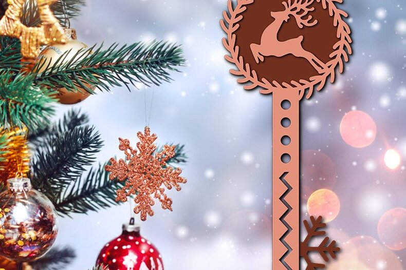 Σετ των 2 Intra απο ξύλο plywood 3mm-4mm πάχος – Santa Magic Key 3d Δίασταση  20x20 cm INTRAFABR-39182314