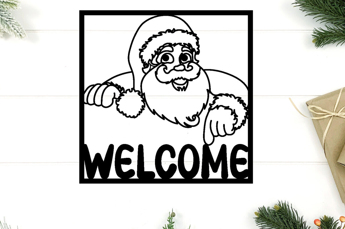 Σετ των 2 Intra απο ξύλο plywood 3mm-4mm πάχος – Αρχείο κοπής με λέιζερ Santa Metal Wall Art Δίασταση  40x30 cm INTRAFABR-97642676