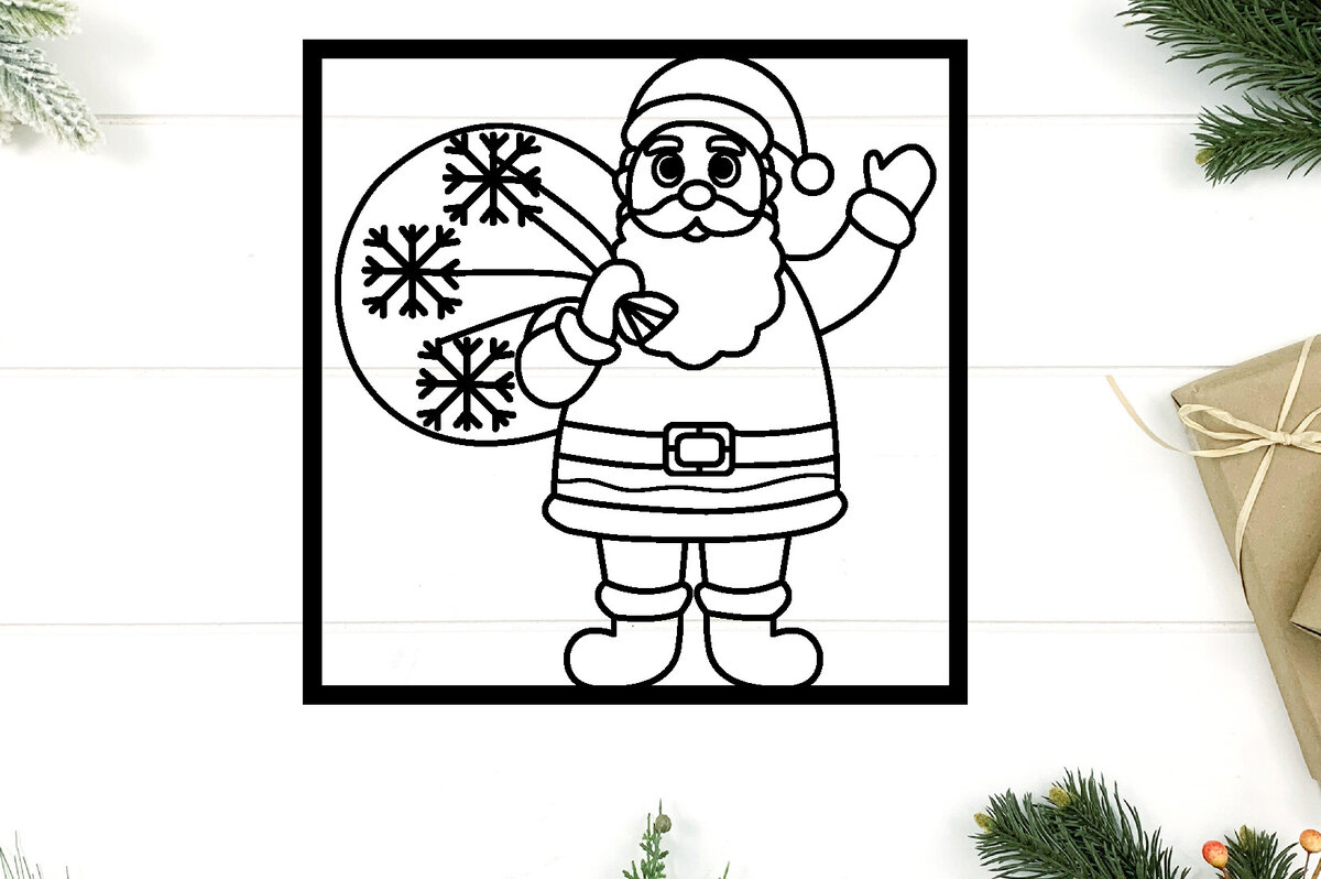 Intra απο ξύλο plywood 3mm-4mm πάχος – Αρχείο κοπής με λέιζερ Santa Metal Wall Art Δίασταση  40x30 cm INTRAFABR-97386127