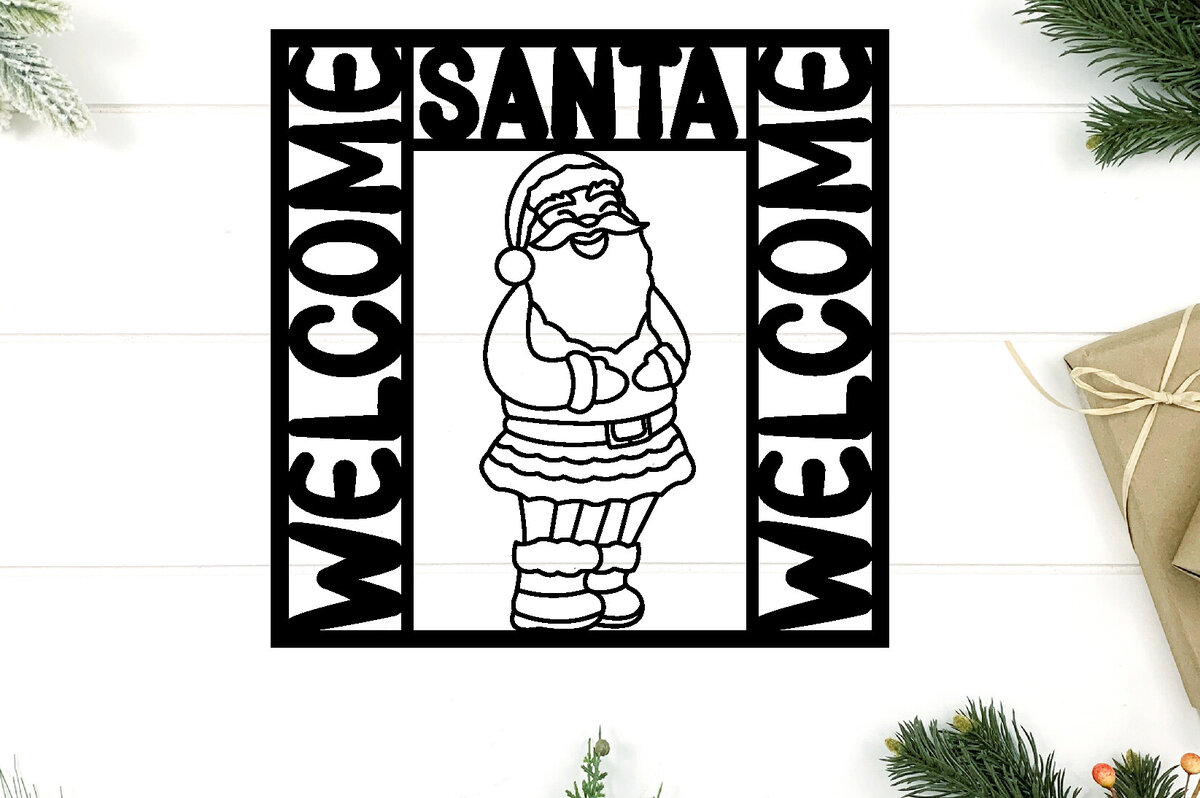 Intra απο ξύλο plywood 3mm-4mm πάχος – Αρχείο κοπής με λέιζερ Santa Metal Wall Art Δίασταση  40x30 cm INTRAFABR-97386266