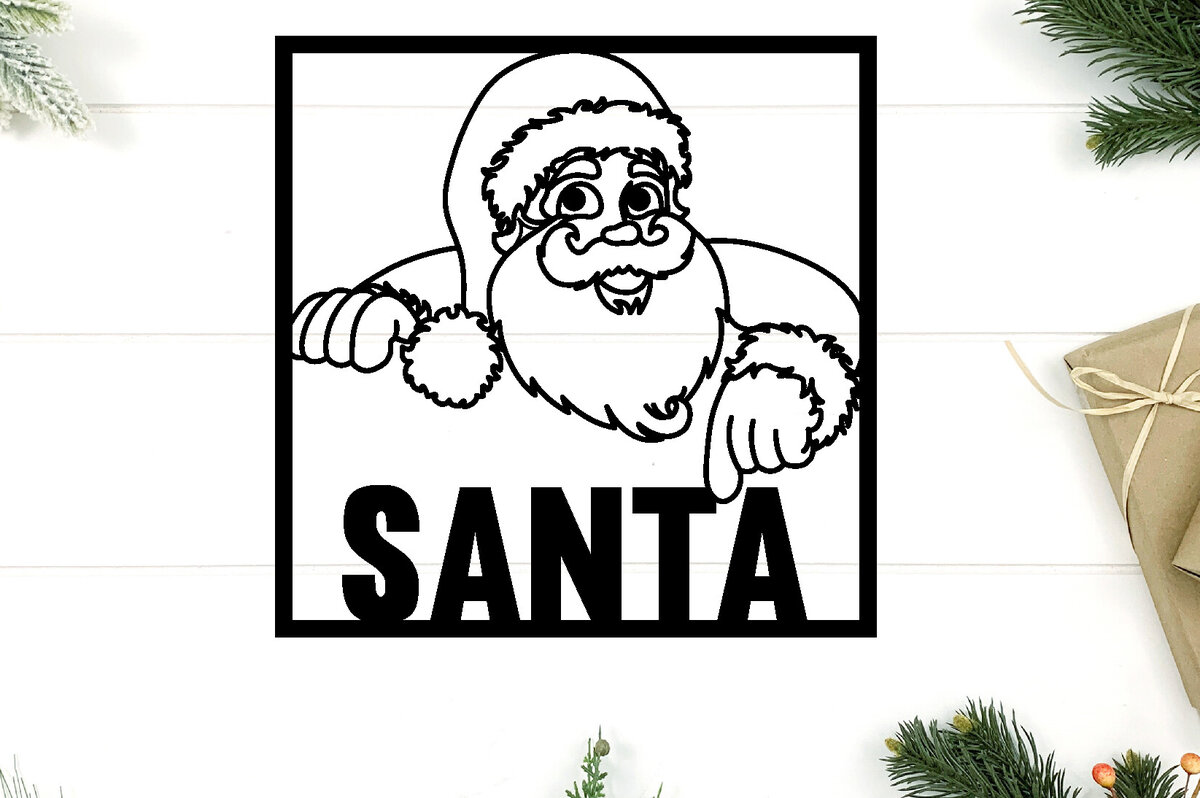 Intra απο ξύλο plywood 3mm-4mm πάχος – Αρχείο κοπής με λέιζερ Santa Metal Wall Art Δίασταση  40x30 cm INTRAFABR-97642603