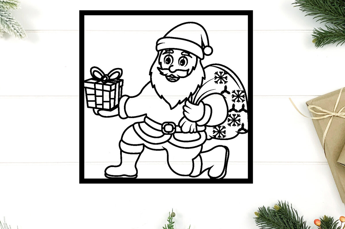 Intra απο ξύλο plywood 3mm-4mm πάχος – Αρχείο κοπής με λέιζερ Santa Metal Wall Art Δίασταση  40x30 cm INTRAFABR-97642644