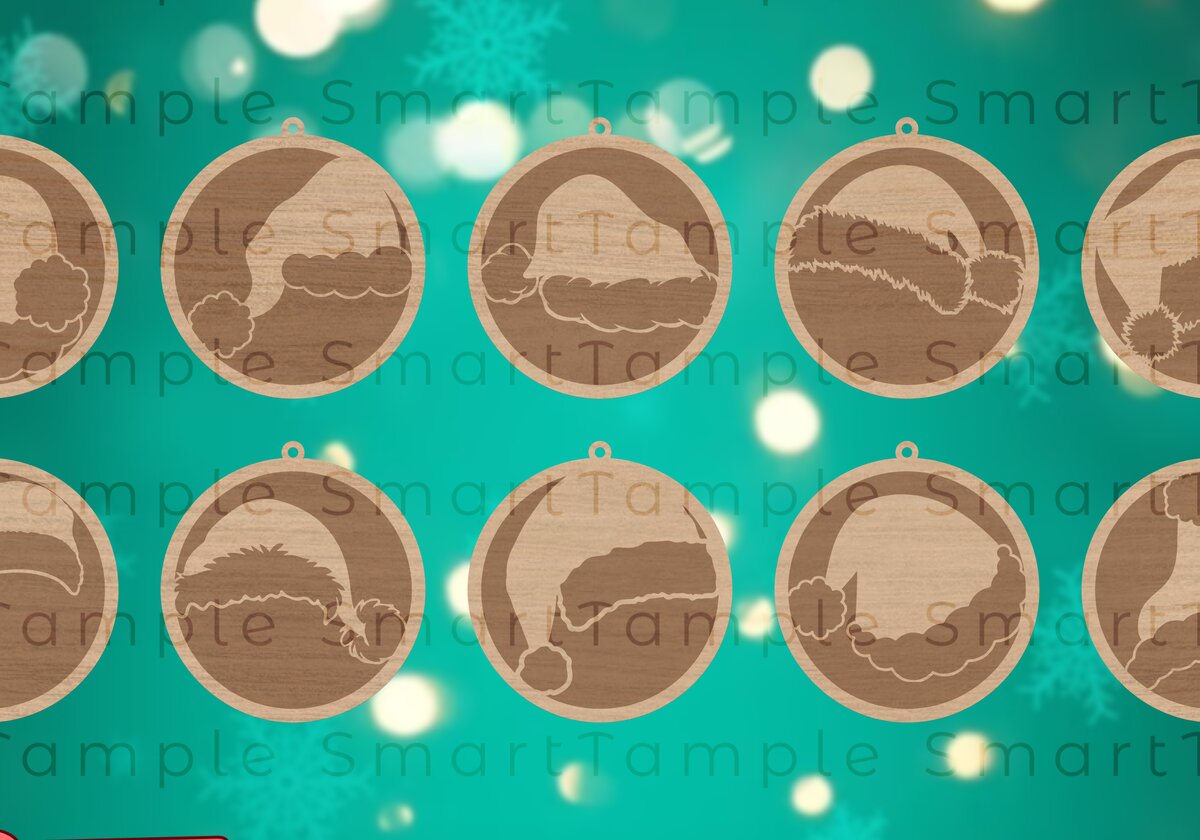 Σετ των 2 Intra απο ξύλο plywood 3mm-4mm πάχος – Santa Ornament 3D Δίασταση  20x20 cm INTRAFABR-83718585