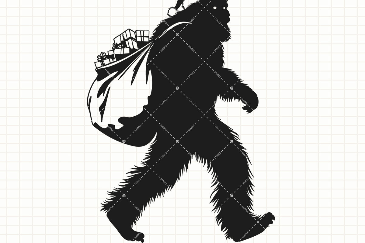 Σετ των 2 Intra απο ξύλο plywood 3mm-4mm πάχος – Santa Sasquatch Christmas Sublimation Δίασταση  20x20 cm INTRAFABR-112735196