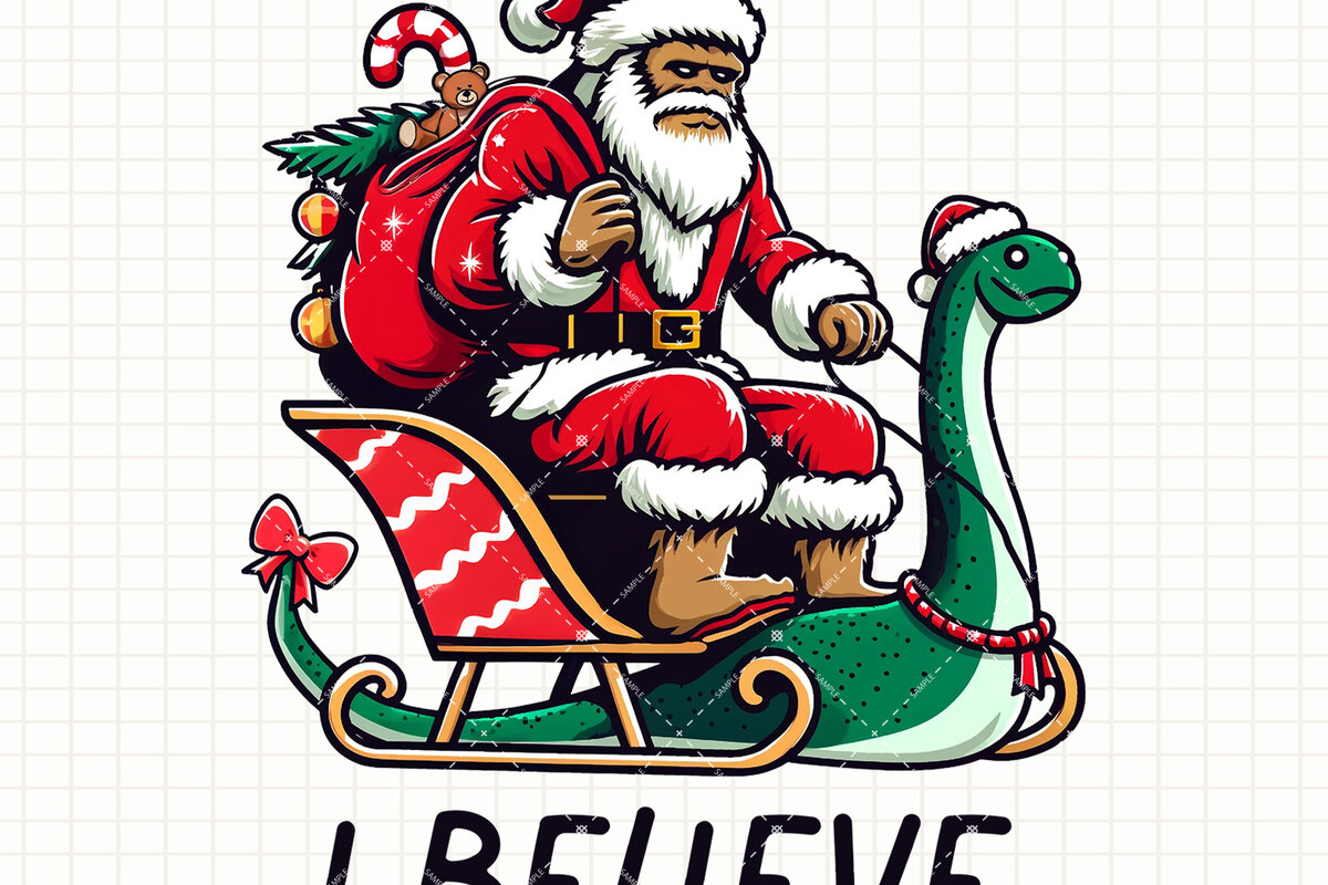 Σετ των 2 Intra απο ξύλο plywood 3mm-4mm πάχος – Χριστούγεννα Santa Sasquatch Λοχ Νες Δίασταση  20x20 cm INTRAFABR-112736267