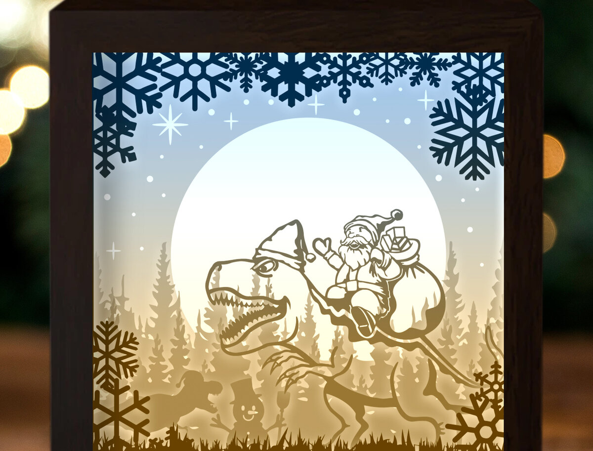 Σετ των 2 Intra απο ξύλο plywood 3mm-4mm πάχος – Santa Saurus Δίασταση  20x20 cm INTRAFABR-26108211