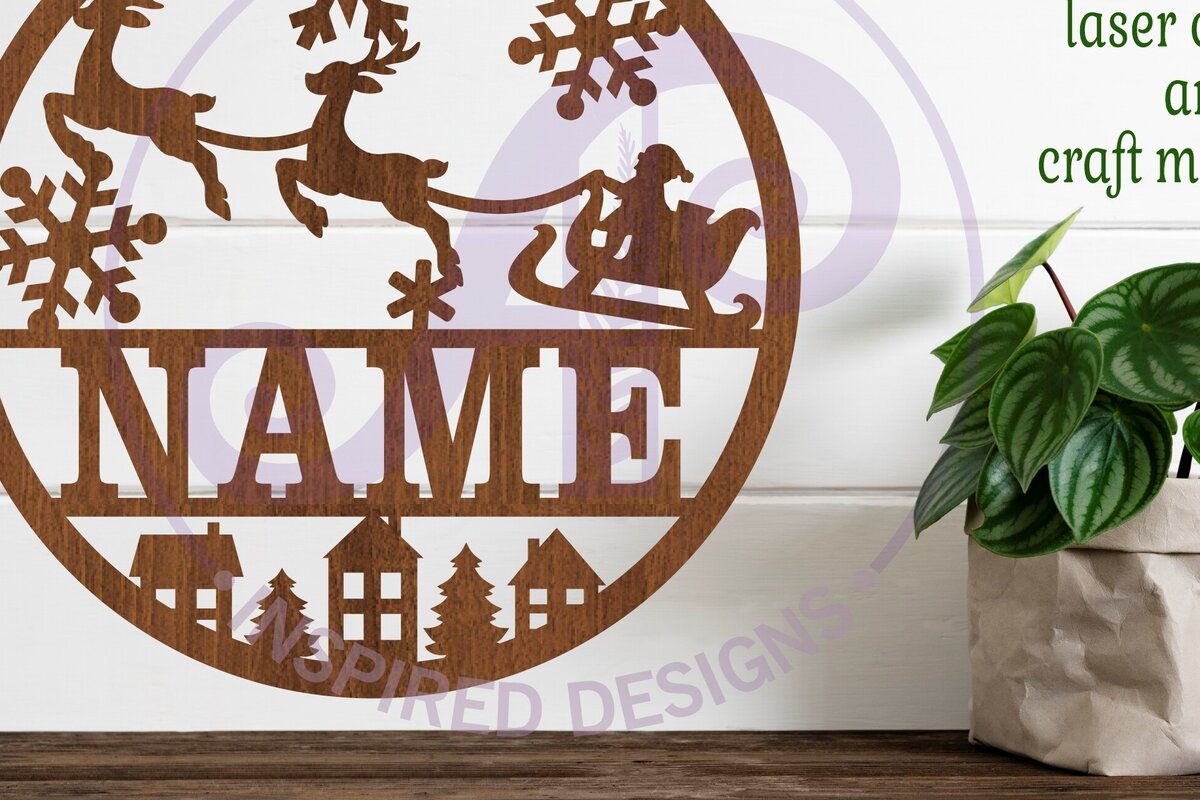 Σετ των 2 Intra απο ξύλο plywood 3mm-4mm πάχος – Santa Sleigh Χριστουγεννιάτικη πινακίδα Δίασταση  20x20 cm INTRAFABR-80179567