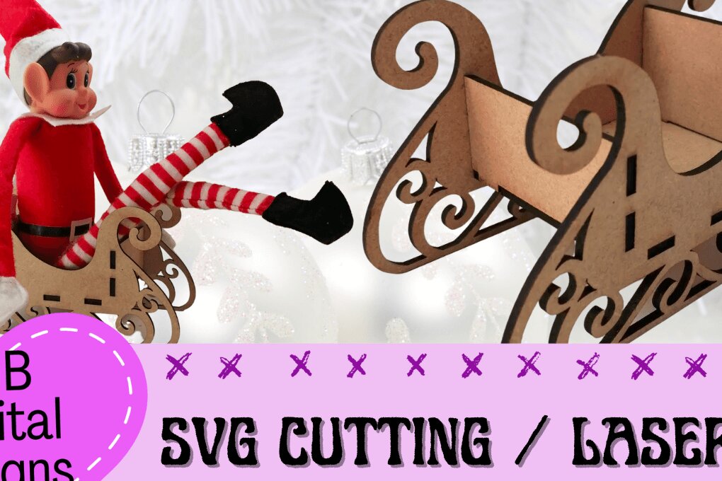 Σετ των 2 Intra απο ξύλο plywood 3mm-4mm πάχος – Santa Sleigh, Sleigh, Elf Arrival, Δίασταση  20x20 cm INTRAFABR-43077113