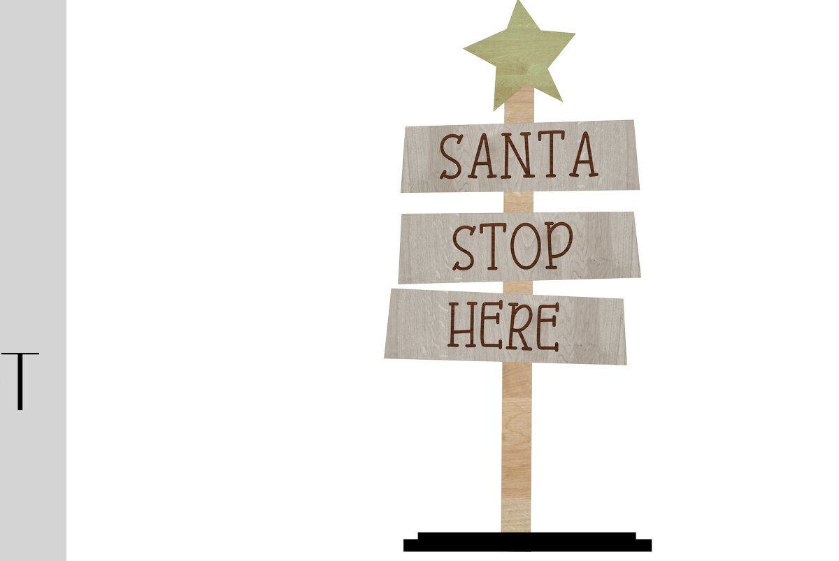 Σετ των 2 Intra απο ξύλο plywood 3mm-4mm πάχος – Σημάδι Santa Stop Here Δίασταση  20x20 cm INTRAFABR-49918902