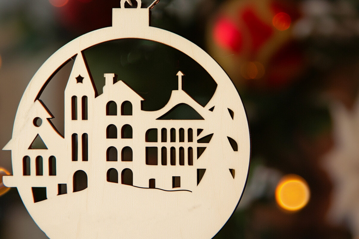 Σετ των 2 Intra απο ξύλο plywood 3mm-4mm πάχος – Santa Town Single Δίασταση  20x20 cm INTRAFABR-91368542