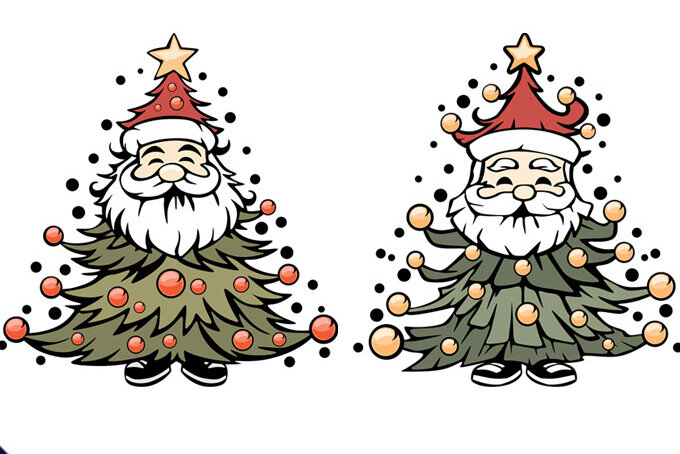 Σετ των 2 Intra απο ξύλο plywood 3mm-4mm πάχος – Χριστουγεννιάτικο δέντρο του Άγιου Βασίλη Δίασταση  20x20 cm INTRAFABR-85819306