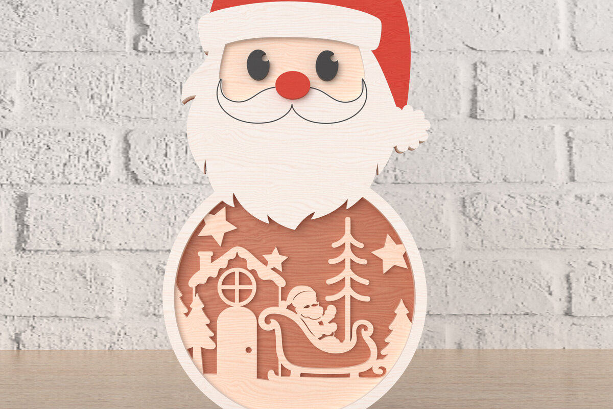 Σετ των 2 Intra απο ξύλο plywood 3mm-4mm πάχος – Διακόσμηση σκηνής Άγιος Βασίλης με έλκηθρο Δίασταση  20x20 cm INTRAFABR-107818953