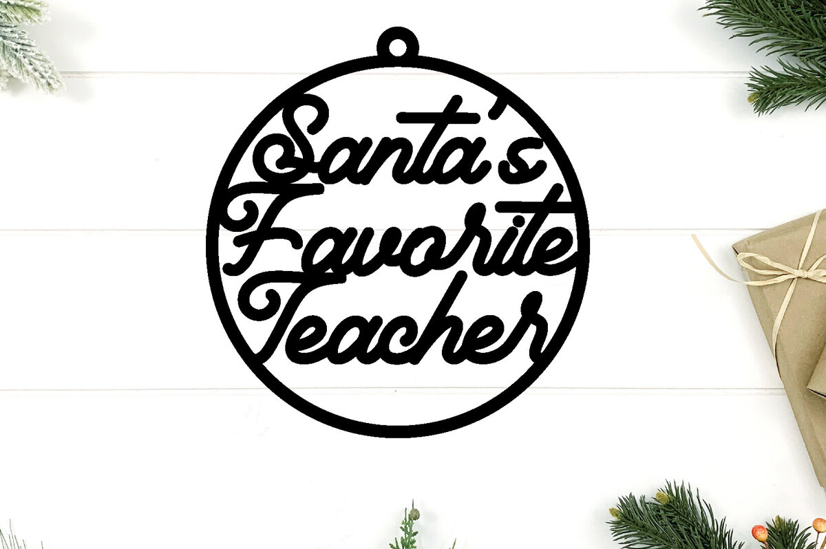 Σετ των 2 Intra απο ξύλο plywood 3mm-4mm πάχος – SANTA’S FAVORITE TEACHER Στολίδι Μεταλλικό Δίασταση  20x20 cm INTRAFABR-86052511