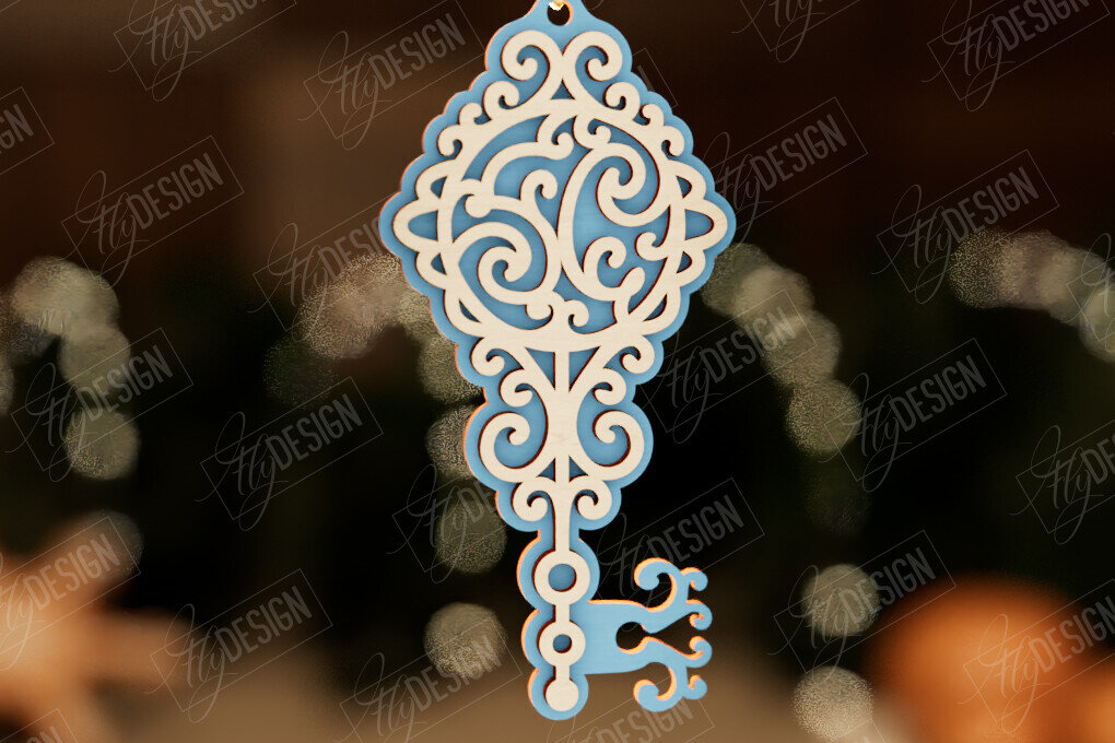 Σετ των 2 Intra απο ξύλο plywood 3mm-4mm πάχος – Το μαγικό κλειδί του Άγιου Βασίλη | Παιχνίδι Χριστουγεννιάτικου Δέντρου Δίασταση  20x20 cm INTRAFABR-105990707