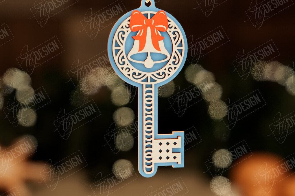 Σετ των 2 Intra απο ξύλο plywood 3mm-4mm πάχος – Το μαγικό κλειδί του Άγιου Βασίλη | Παιχνίδι Χριστουγεννιάτικου Δέντρου Δίασταση  20x20 cm INTRAFABR-105990903