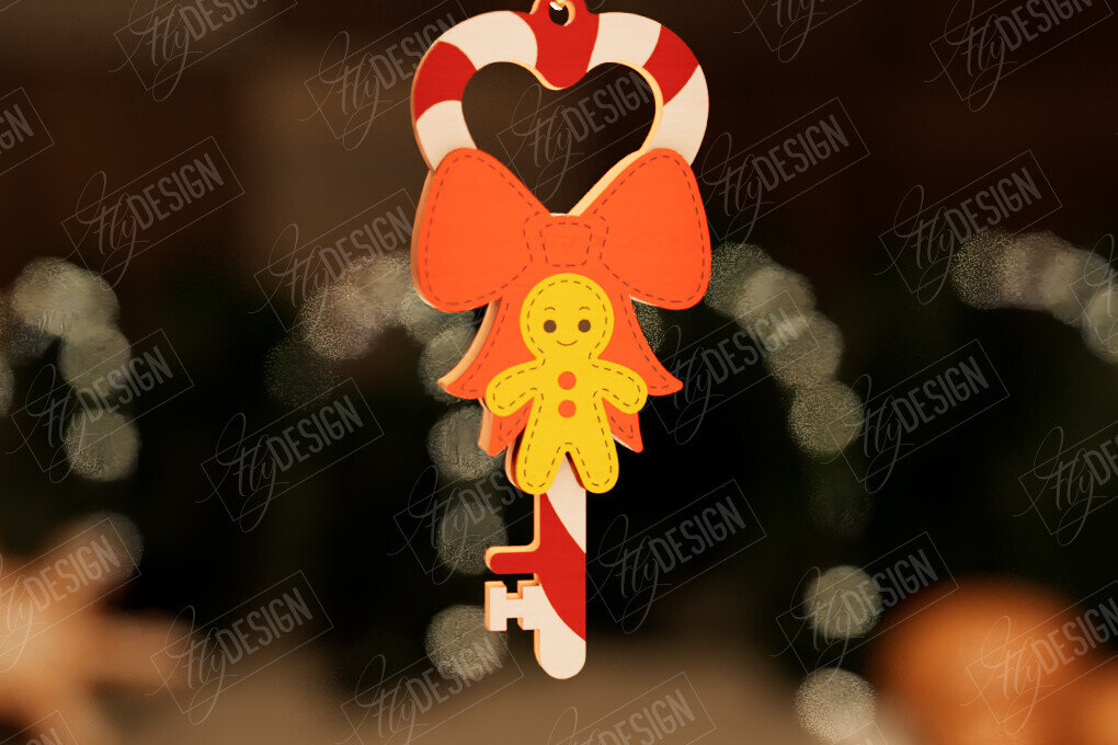 Σετ των 2 Intra απο ξύλο plywood 3mm-4mm πάχος – Το μαγικό κλειδί του Άγιου Βασίλη | Παιχνίδι Χριστουγεννιάτικου Δέντρου Δίασταση  20x20 cm INTRAFABR-105991214