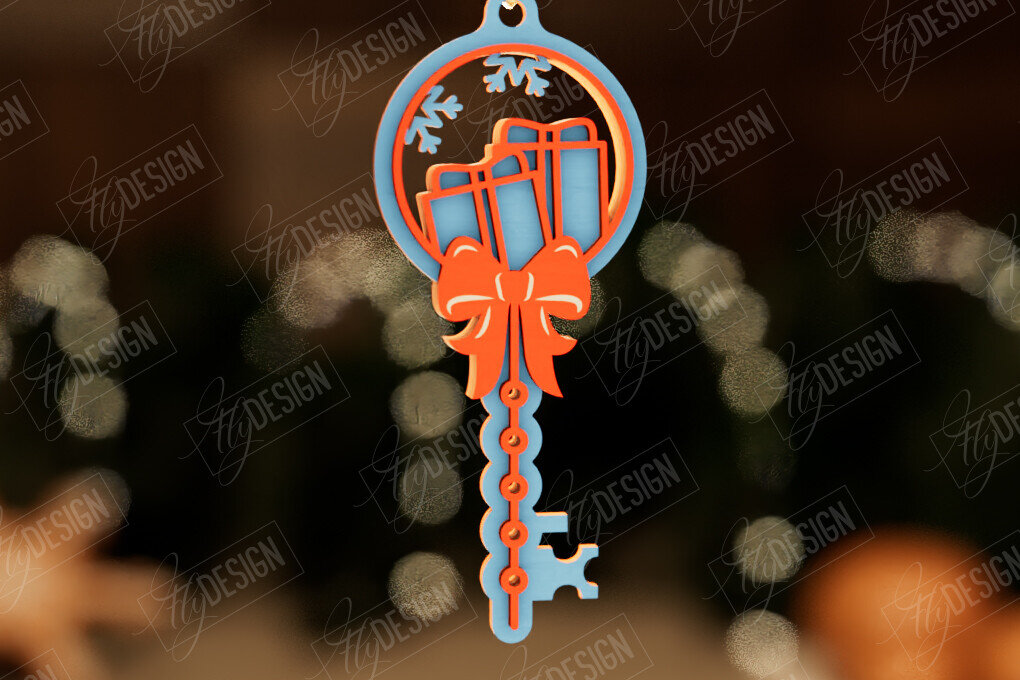 Σετ των 2 Intra απο ξύλο plywood 3mm-4mm πάχος – Το μαγικό κλειδί του Άγιου Βασίλη | Παιχνίδι Χριστουγεννιάτικου Δέντρου Δίασταση  20x20 cm INTRAFABR-105991281