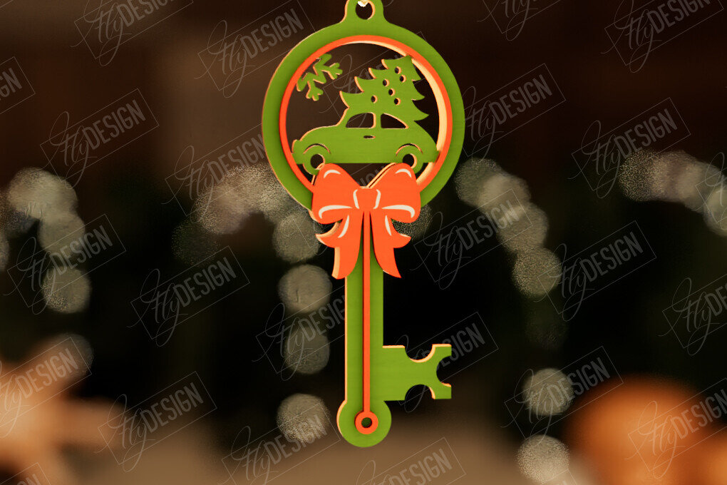 Σετ των 2 Intra απο ξύλο plywood 3mm-4mm πάχος – Το μαγικό κλειδί του Άγιου Βασίλη | Παιχνίδι Χριστουγεννιάτικου Δέντρου Δίασταση  20x20 cm INTRAFABR-105991418