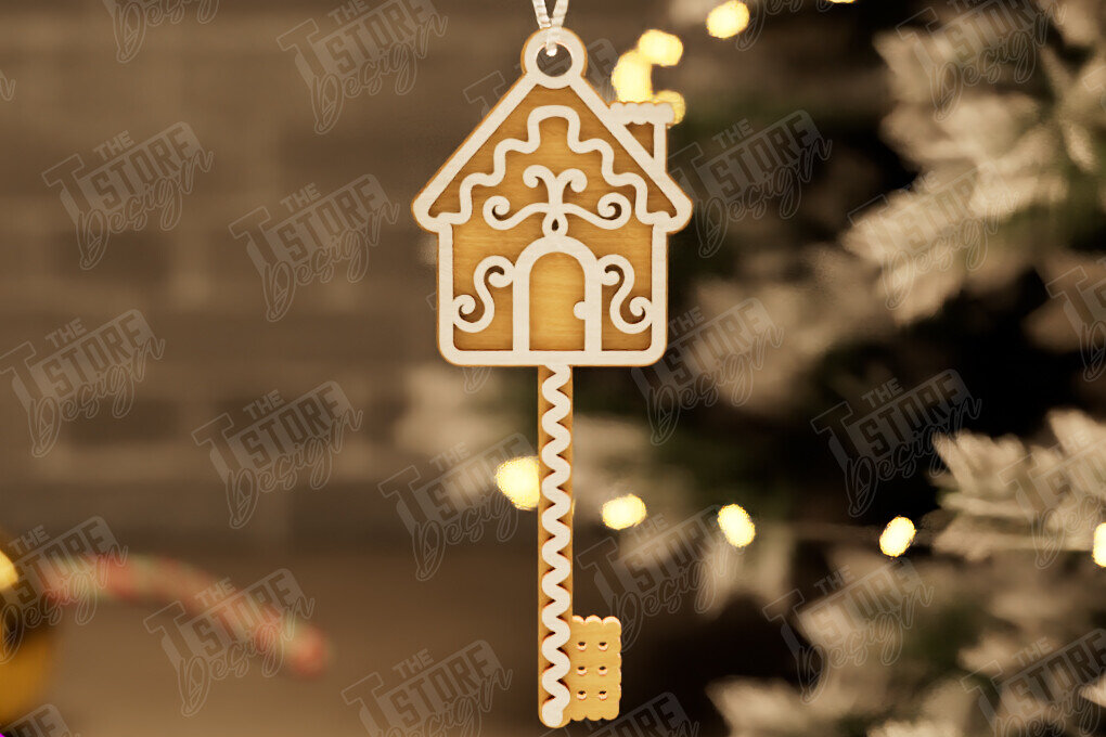 Σετ των 2 Intra απο ξύλο plywood 3mm-4mm πάχος – Το μαγικό κλειδί του Άγιου Βασίλη | Παιχνίδι Χριστουγεννιάτικου Δέντρου Δίασταση  20x20 cm INTRAFABR-105748055