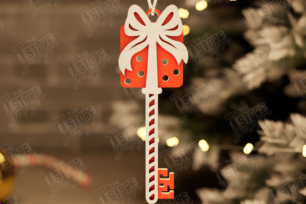 Σετ των 2 Intra απο ξύλο plywood 3mm-4mm πάχος – Το μαγικό κλειδί του Άγιου Βασίλη | Παιχνίδι Χριστουγεννιάτικου Δέντρου Δίασταση  20x20 cm INTRAFABR-105748065