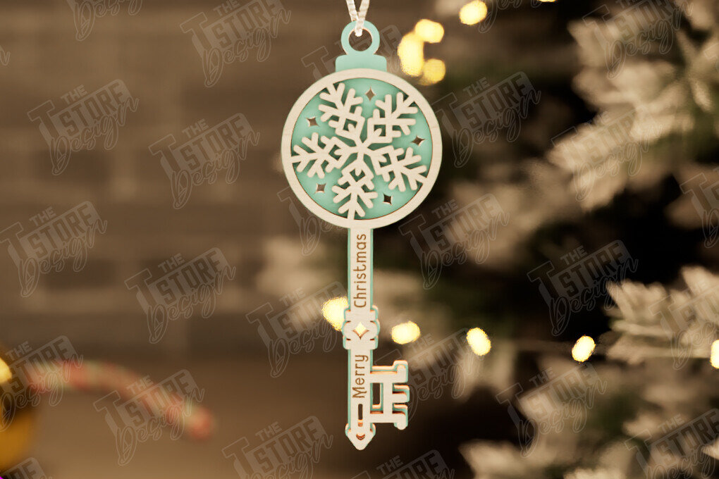 Σετ των 2 Intra απο ξύλο plywood 3mm-4mm πάχος – Το μαγικό κλειδί του Άγιου Βασίλη | Παιχνίδι Χριστουγεννιάτικου Δέντρου Δίασταση  20x20 cm INTRAFABR-105748073