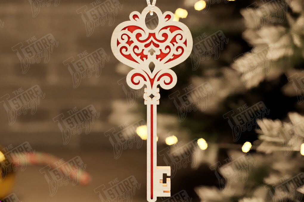 Σετ των 2 Intra απο ξύλο plywood 3mm-4mm πάχος – Το μαγικό κλειδί του Άγιου Βασίλη | Παιχνίδι Χριστουγεννιάτικου Δέντρου Δίασταση  20x20 cm INTRAFABR-105748013