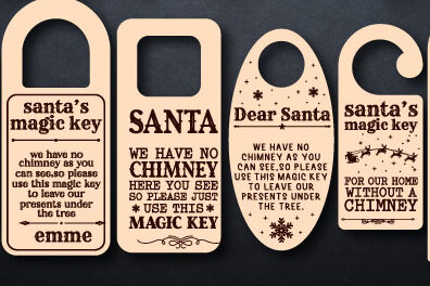 Σετ των 2 Intra απο ξύλο plywood 3mm-4mm πάχος – Κοπή λέιζερ με μαγικό κλειδί Άγιου Βασίλη Δίασταση  20x20 cm INTRAFABR-76620554