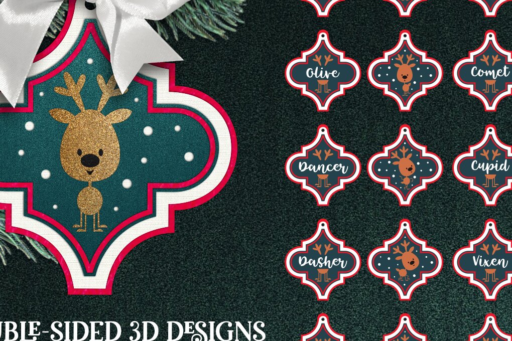 Σετ των 2 Intra απο ξύλο plywood 3mm-4mm πάχος – Τάρανδοι του Αϊ-Βασίλη-Χριστουγεννιάτικο Arabesque ή Δίασταση  20x20 cm INTRAFABR-17879998