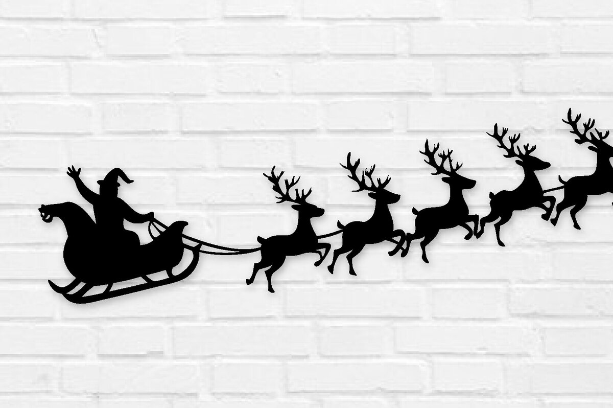 Σετ των 2 Intra απο ξύλο plywood 3mm-4mm πάχος – Αρχεία Art Sleigh Metal Wall Art του Άγιου Βασίλη Δίασταση  40x30 cm INTRAFABR-106749042
