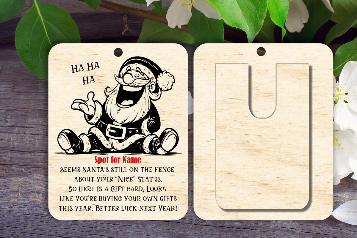 Σετ των 2 Intra απο ξύλο plywood 3mm-4mm πάχος – Δωροκάρτα Santa's Still on the Fence Δίασταση  20x20 cm INTRAFABR-111095392