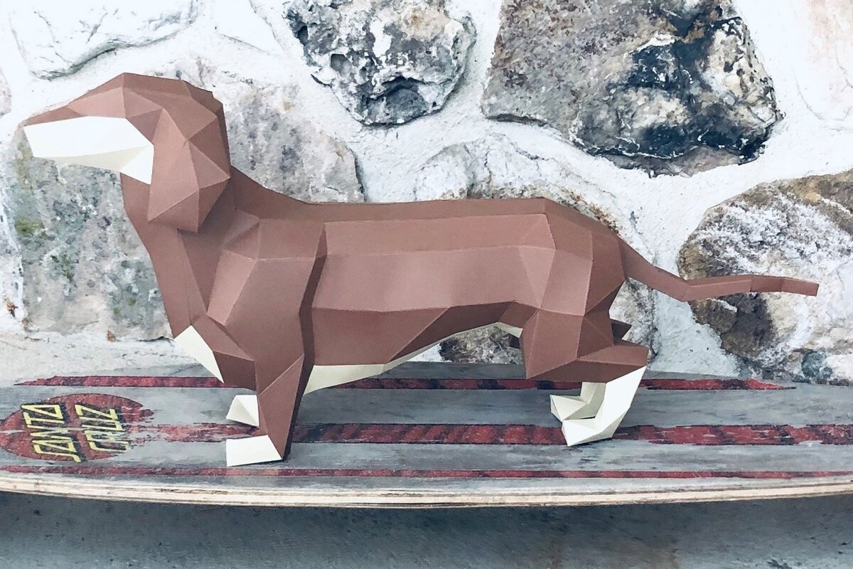 Σετ των 2 Intra απο ξύλο plywood 3mm-4mm πάχος – Λουκάνικο Dachshund Χάρτινο Γλυπτό Δίασταση  20x20 cm INTRAFABR-32670345