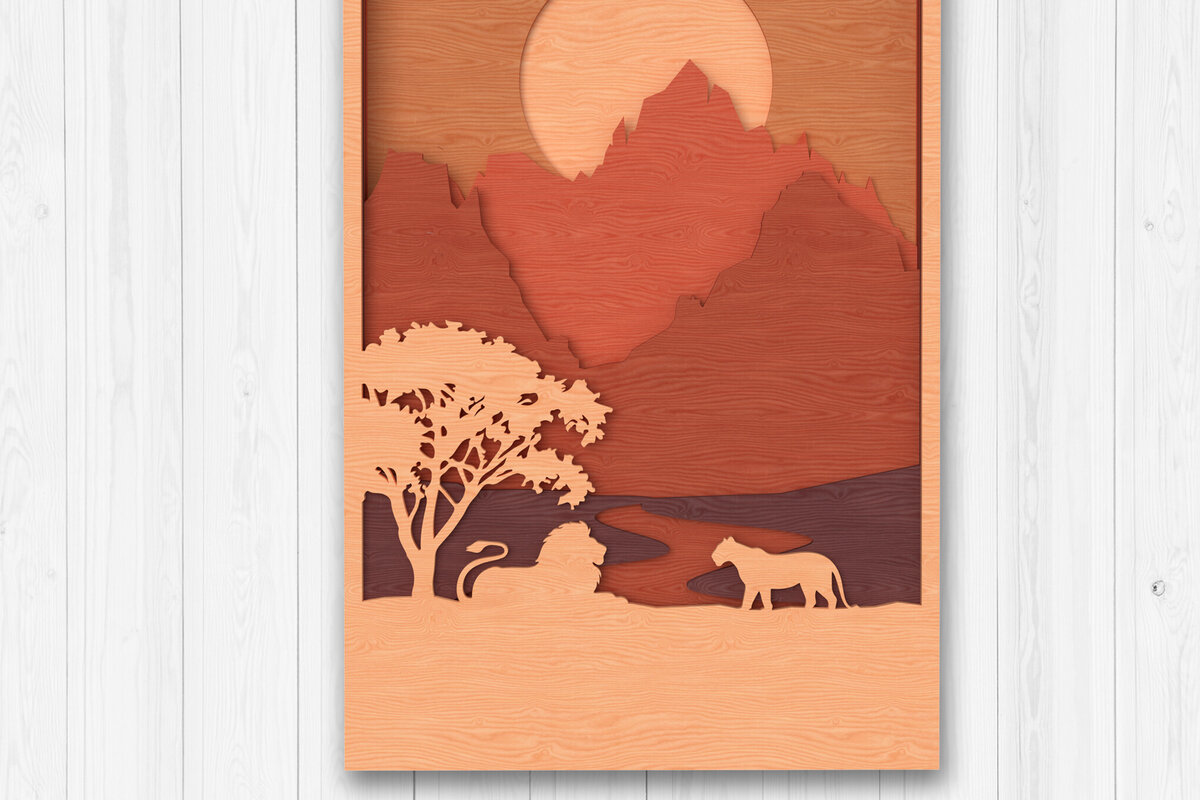 Σετ των 2 Intra απο ξύλο plywood 3mm-4mm πάχος – Savannah Sunset Layered Art Δίασταση  20x20 cm INTRAFABR-113766225