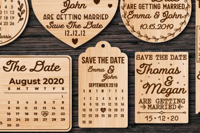 Σετ των 2 Intra απο ξύλο plywood 3mm-4mm πάχος – Save the Date Wood Cut Laser Δίασταση  20x20 cm INTRAFABR-67717299
