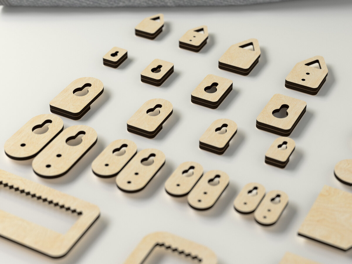 Σετ των 2 Intra απο ξύλο plywood 3mm-4mm πάχος – Σετ κρεμάστρας εικόνας Sawtooth Δίασταση  20x20 cm INTRAFABR-27209735