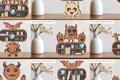 Σετ των 2 Intra απο ξύλο plywood 3mm-4mm πάχος – Scary Book Rall Stand Πακέτο κοπής με λέιζερ Δίασταση  20x20 cm INTRAFABR-99330867