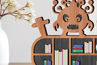 Σετ των 2 Intra απο ξύλο plywood 3mm-4mm πάχος – Scary Book Rall Stands Δίασταση  20x20 cm INTRAFABR-99258542