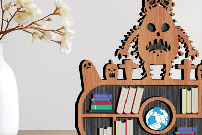 Σετ των 2 Intra απο ξύλο plywood 3mm-4mm πάχος – Scary Book Rall Stands Δίασταση  20x20 cm INTRAFABR-99258488