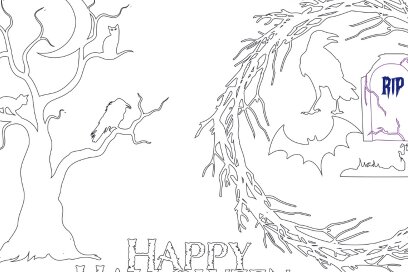 Σετ των 2 Intra απο ξύλο plywood 3mm-4mm πάχος – Scary Tree στεφάνι Δίασταση  20x20 cm INTRAFABR-102832694