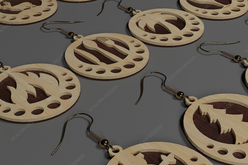 Σετ των 3 Intra απο ξύλο plywood 3mm-4mm πάχος – Scene Earring Bundle Cut Laser! 055 Δίασταση  5x5 cm INTRAFABR-117726451