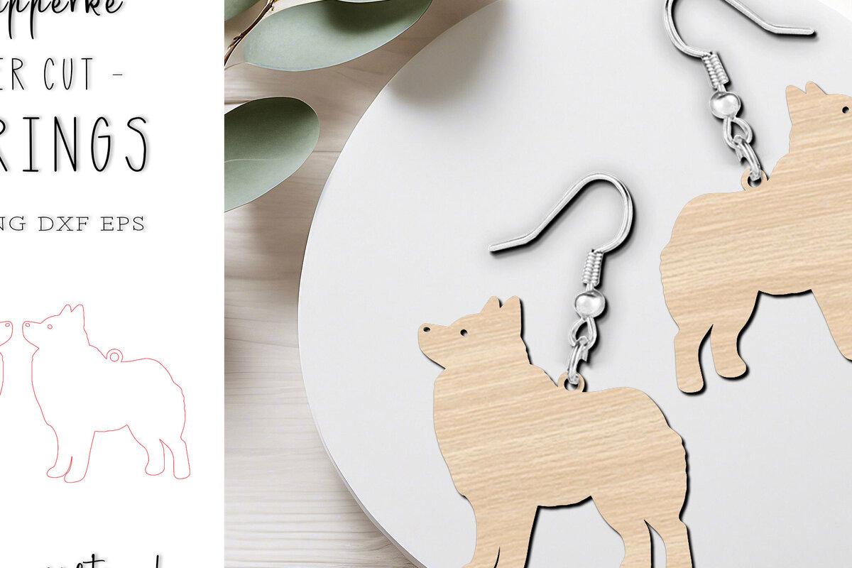 Σετ των 3 Intra απο ξύλο plywood 3mm-4mm πάχος – Σκουλαρίκια σκύλου Schipperke  κοπής με λέιζερ Δίασταση  5x5 cm INTRAFABR-120103147