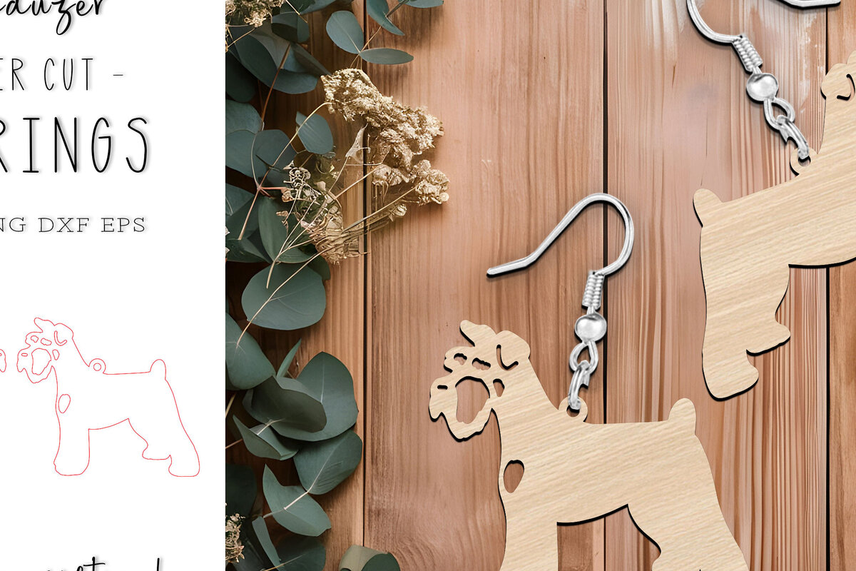 Σετ των 3 Intra απο ξύλο plywood 3mm-4mm πάχος – Σκουλαρίκια σκυλιών Schnauzer με λέιζερ Δίασταση  5x5 cm INTRAFABR-119536038