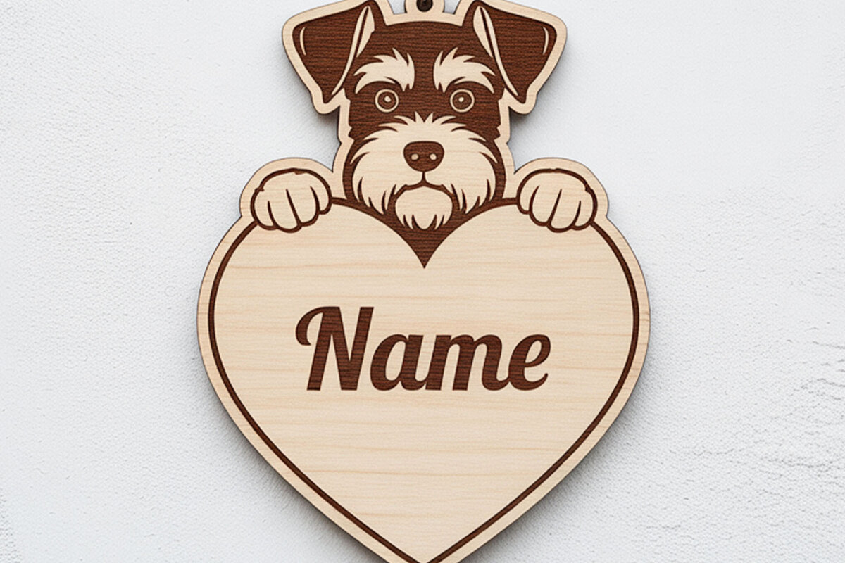 Σετ των 3 Intra απο ξύλο plywood 3mm-4mm πάχος – Μπρελόκ Schnauzer Dog Δίασταση  5x5 cm INTRAFABR-122244858