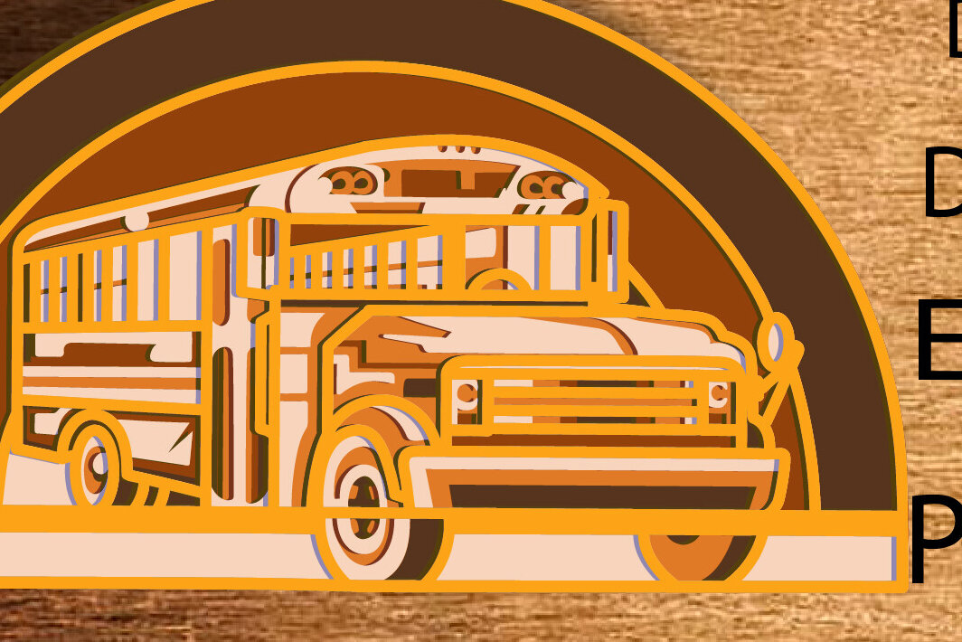 Σετ των 2 Intra απο ξύλο plywood 3mm-4mm πάχος – Σχολικό λεωφορείο Πολυστρωματικό Στολίδι Δίασταση  20x20 cm INTRAFABR-77274484