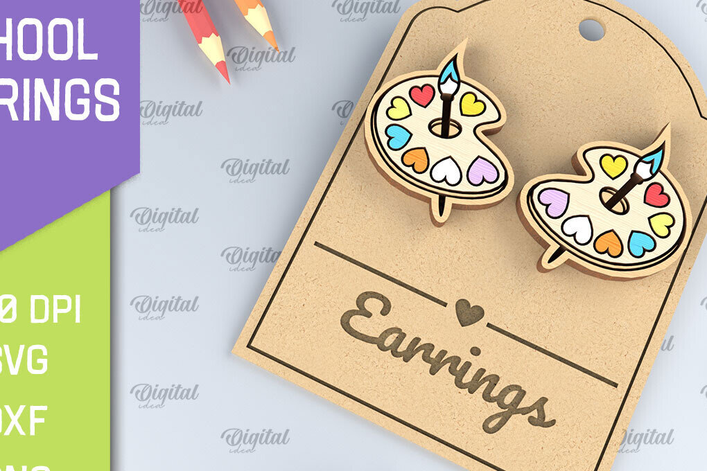 Σετ των 3 Intra απο ξύλο plywood 3mm-4mm πάχος – Σχολικά σκουλαρίκια. Κοσμήματα Δίασταση  5x5 cm INTRAFABR-96059478