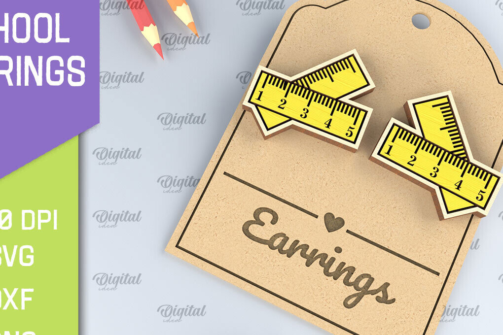 Σετ των 3 Intra απο ξύλο plywood 3mm-4mm πάχος – Σχολικά σκουλαρίκια. Κοσμήματα Δίασταση  5x5 cm INTRAFABR-96059626