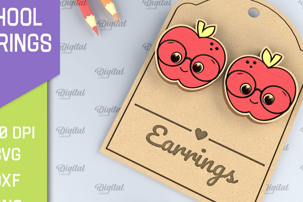 Σετ των 3 Intra απο ξύλο plywood 3mm-4mm πάχος – Σχολικά σκουλαρίκια. Κοσμήματα Δίασταση  5x5 cm INTRAFABR-96059041